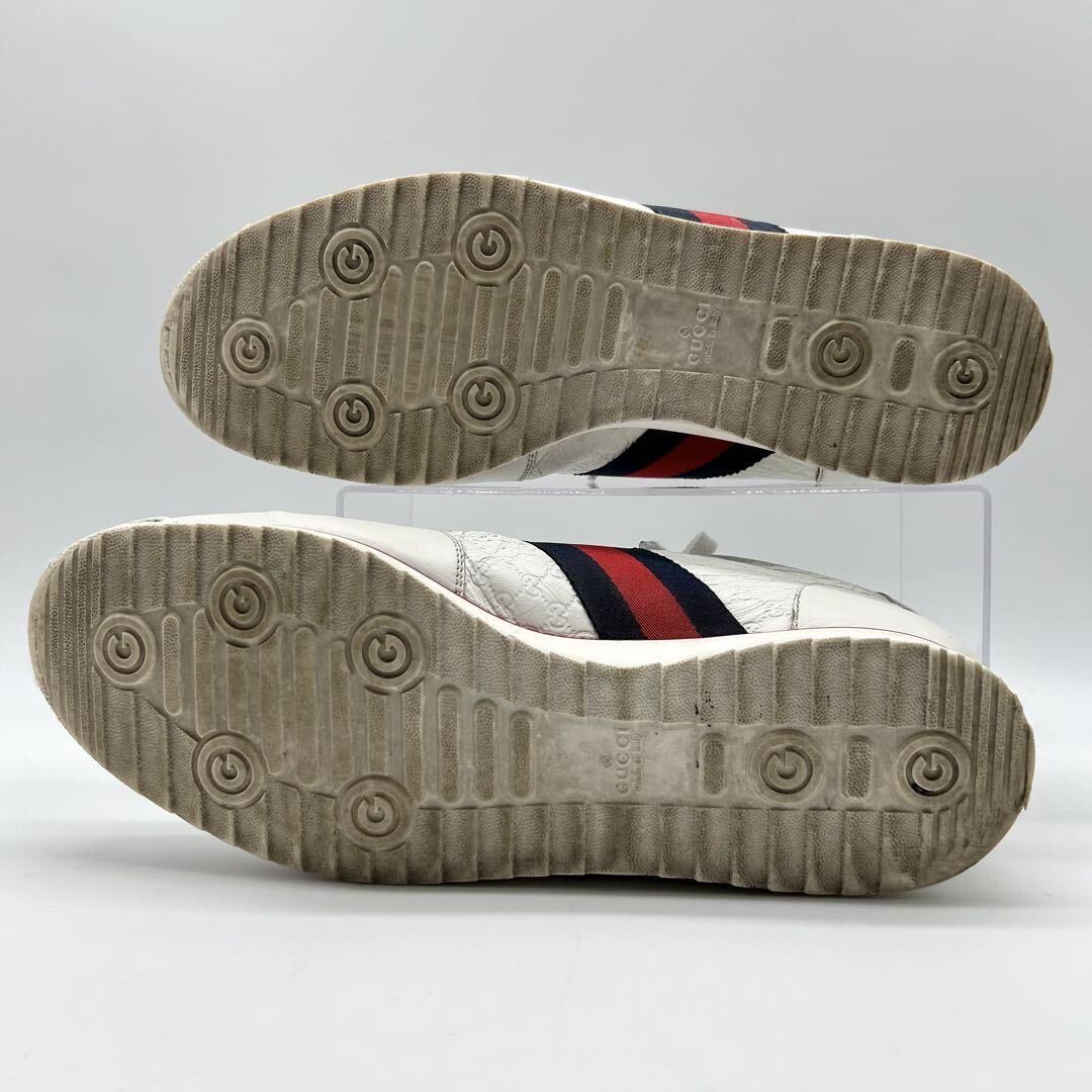 1 иен [ прекрасный товар ] GUCCI Gucci [ редкий большой размер ] спортивные туфли обувь мужской микро simaGG рисунок Sherry линия Inter locking белый 11 30cm