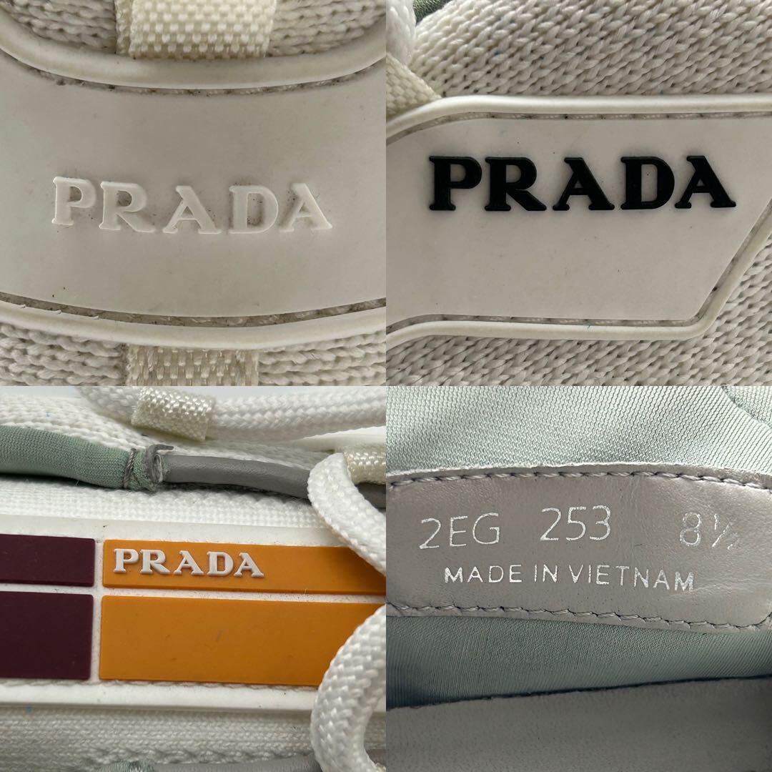 激安！ 1円 【美品】 PRADA プラダ 【圧倒的高級感】 クラウドバスト メッシュ ロゴ メンズ スニーカー ローカット シューズ 靴 ホワイト