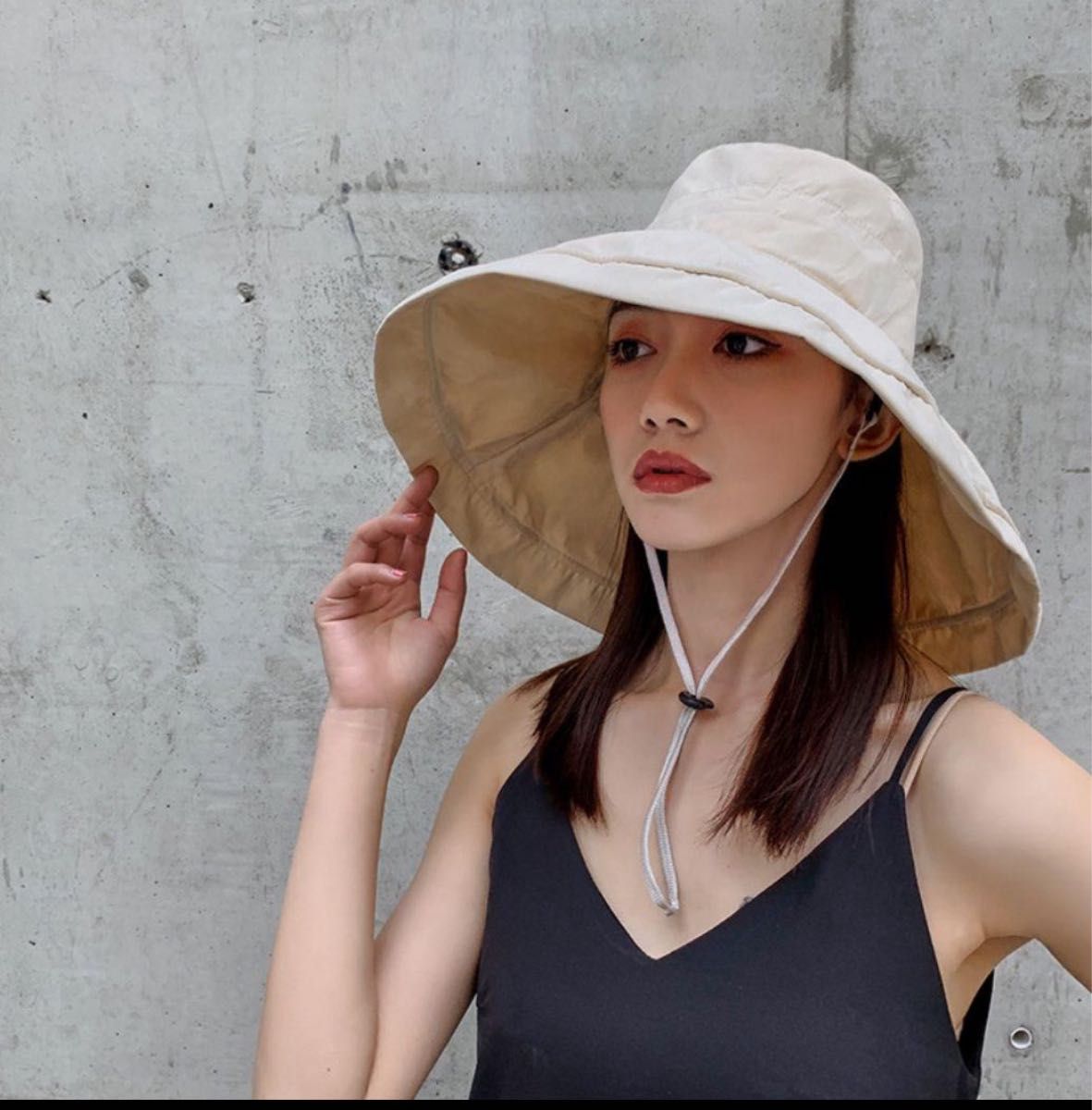 ベージュ　バケットハット UVカット つば広　帽子　日焼け対策 夏 紫外線対策 日よけ
