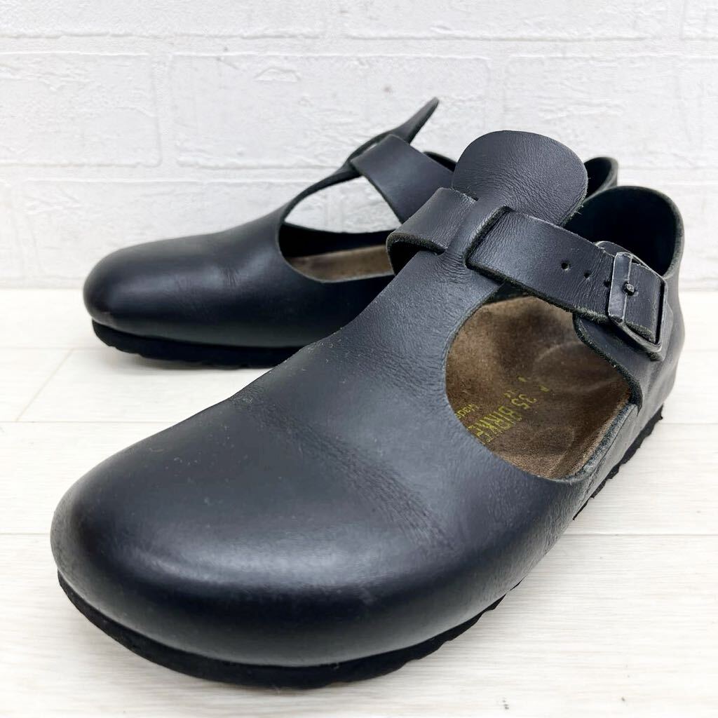 1416* BIRKENSTOCK Birkenstock shoes shoes sandals belt real leather Flat sole black lady's 35
