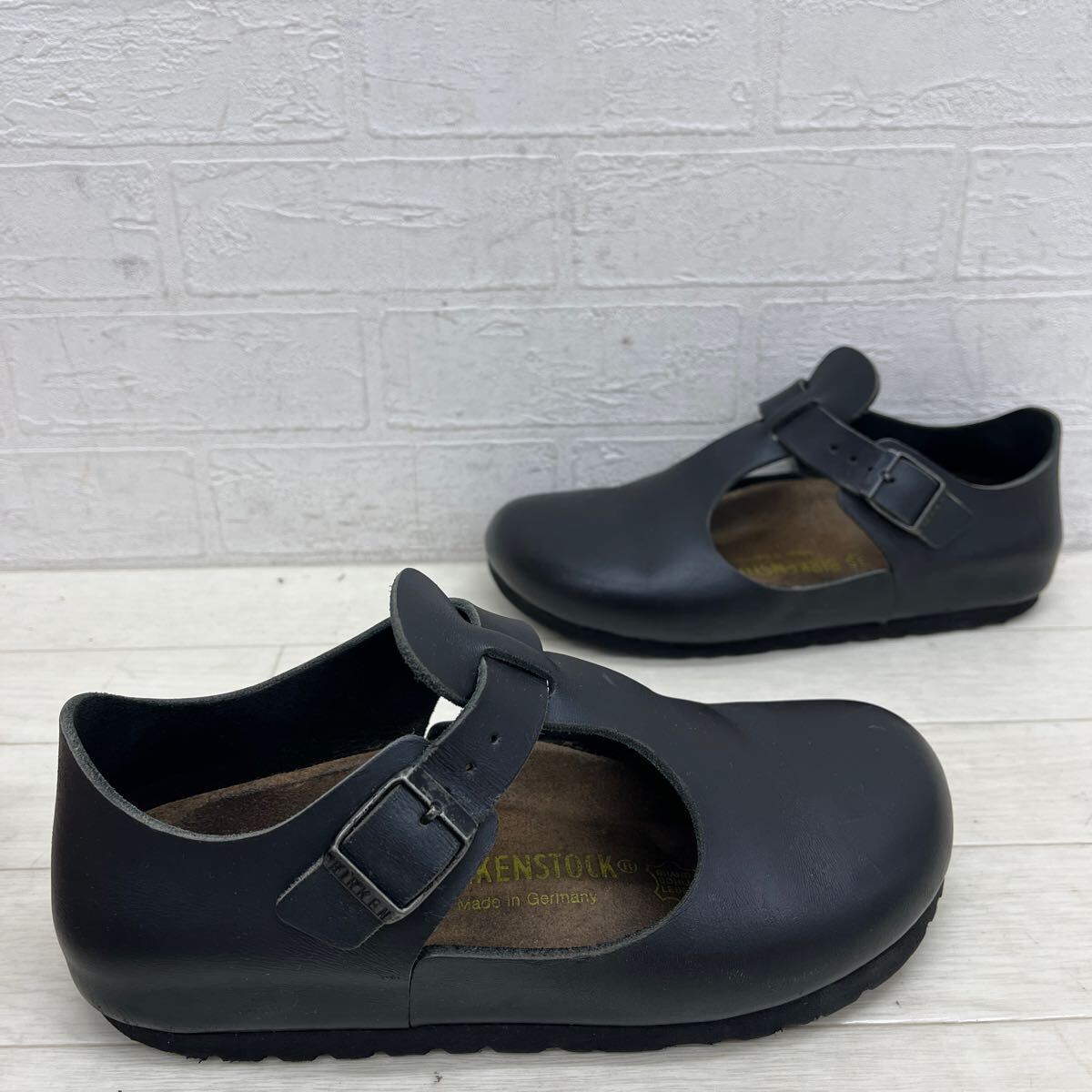 1416* BIRKENSTOCK Birkenstock shoes shoes sandals belt real leather Flat sole black lady's 35