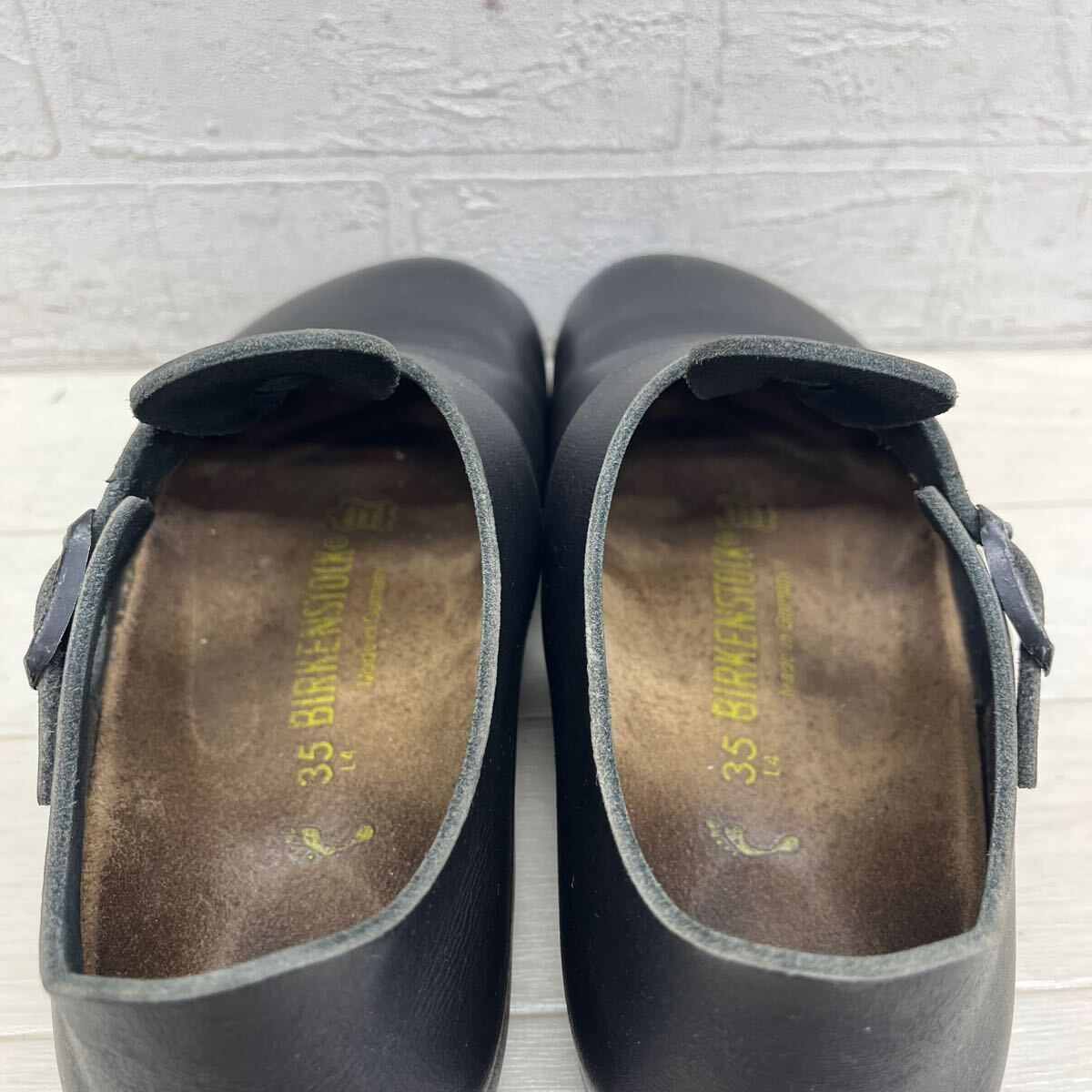 1416* BIRKENSTOCK Birkenstock shoes shoes sandals belt real leather Flat sole black lady's 35