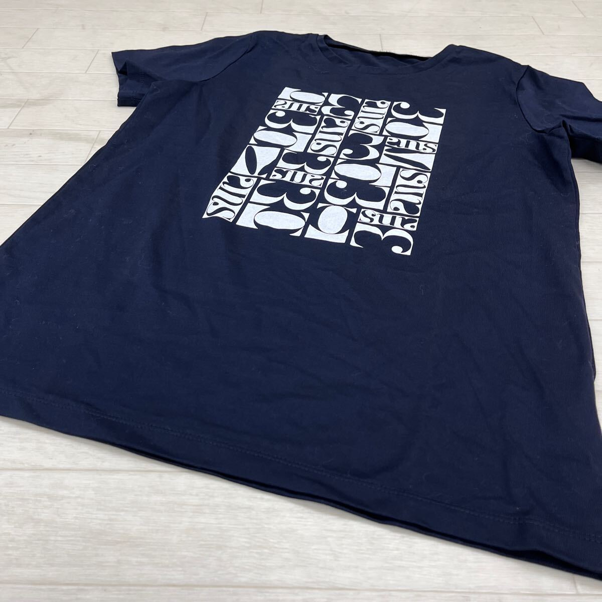 1430◎ 日本製 L'EQUIPE レキップ トップス カットソー 半袖 Tシャツ イラスト プリント カジュアル ネイビー レディース38_画像3