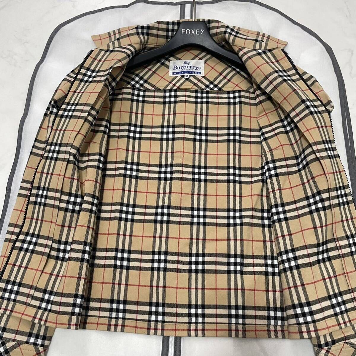 美品★BURBERRY★春～初夏の羽織り★デニムジャケットコート 総ノバチェック ショートブルゾン シャツカーディガン 38M バーバリーロンドン_画像6