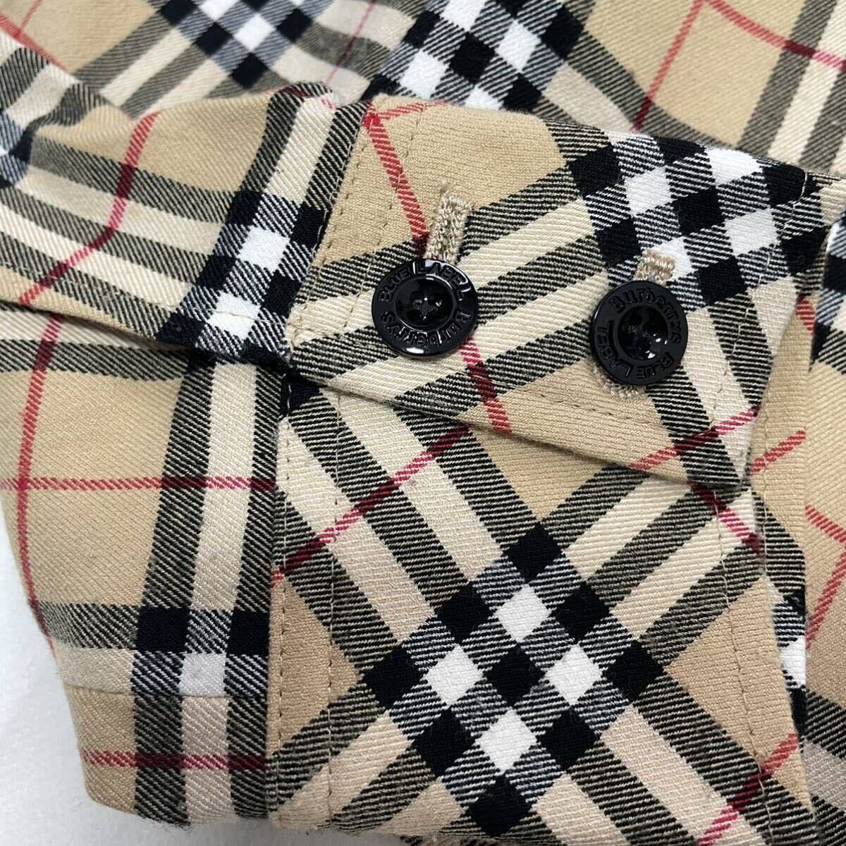 美品★BURBERRY★春～初夏の羽織り★デニムジャケットコート 総ノバチェック ショートブルゾン シャツカーディガン 38M バーバリーロンドン_画像5