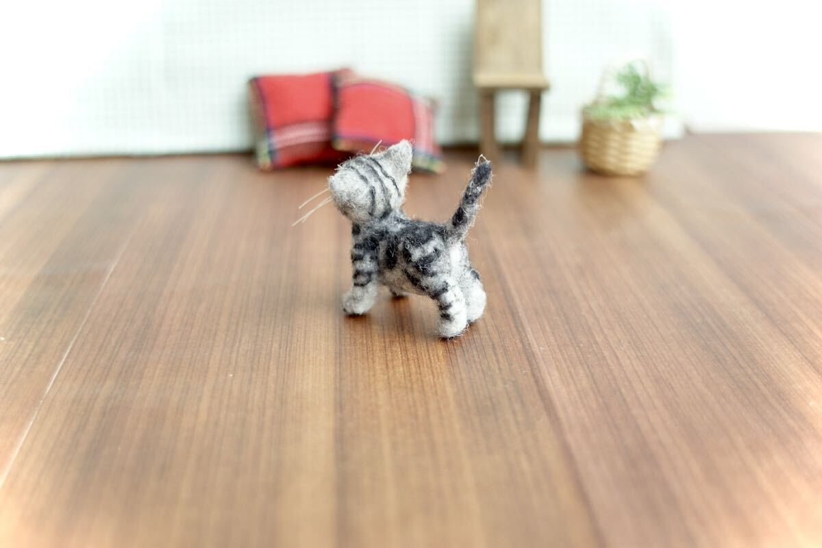 ＊maru＊羊毛フェルト 小さなアメリカンショートヘアの子猫 ハンドメイド ブライス 人形 ドールハウスの画像7