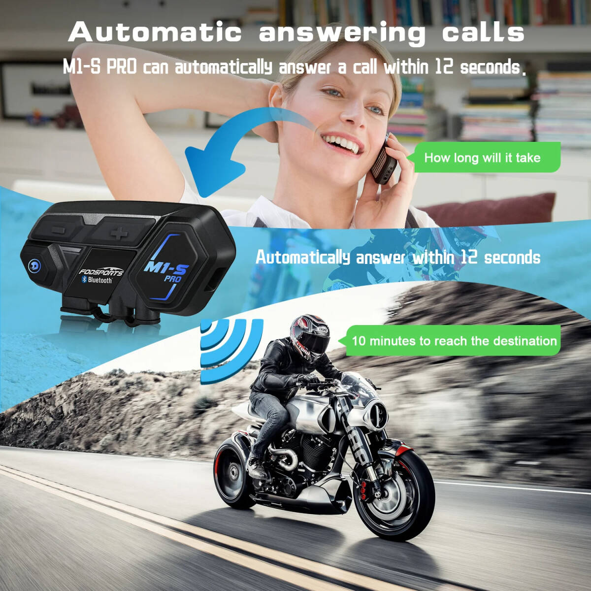 【日本語版・最新】FODSPORTS バイク インカム M1-S Pro 最大8人同時通話 Bluetooth ヘルメットインターホンヘッドセット オートバイの画像4