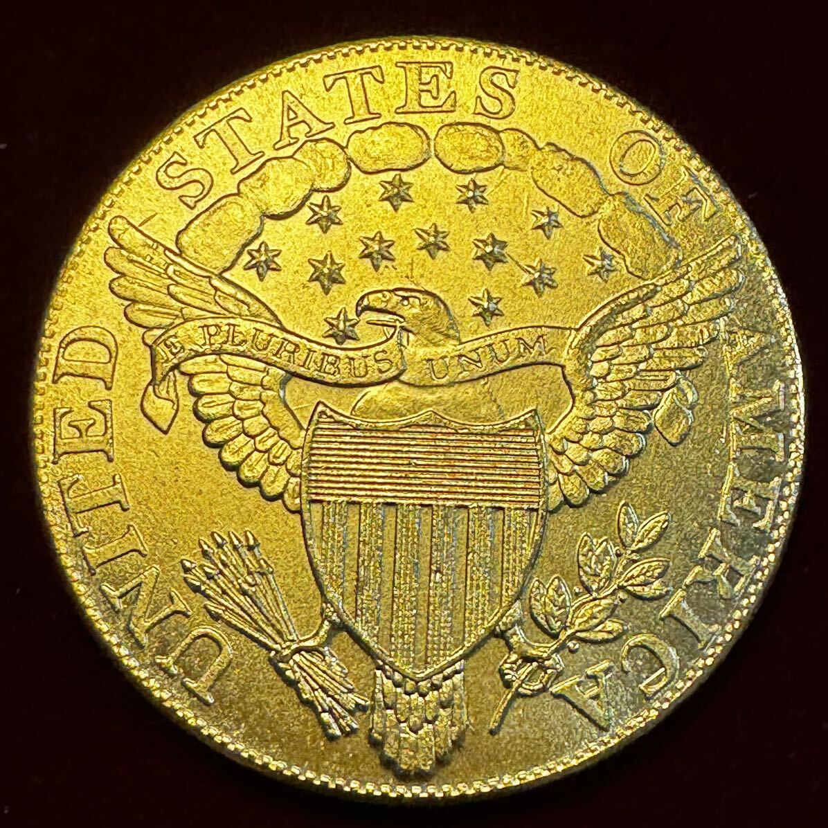 アメリカ 硬貨 古銭 自由の女神 1800年 ハクトウワシ 雲と13の星 独立十三州 盾 矢 オリーブの枝 コイン 金貨 外国古銭 海外硬貨 の画像2