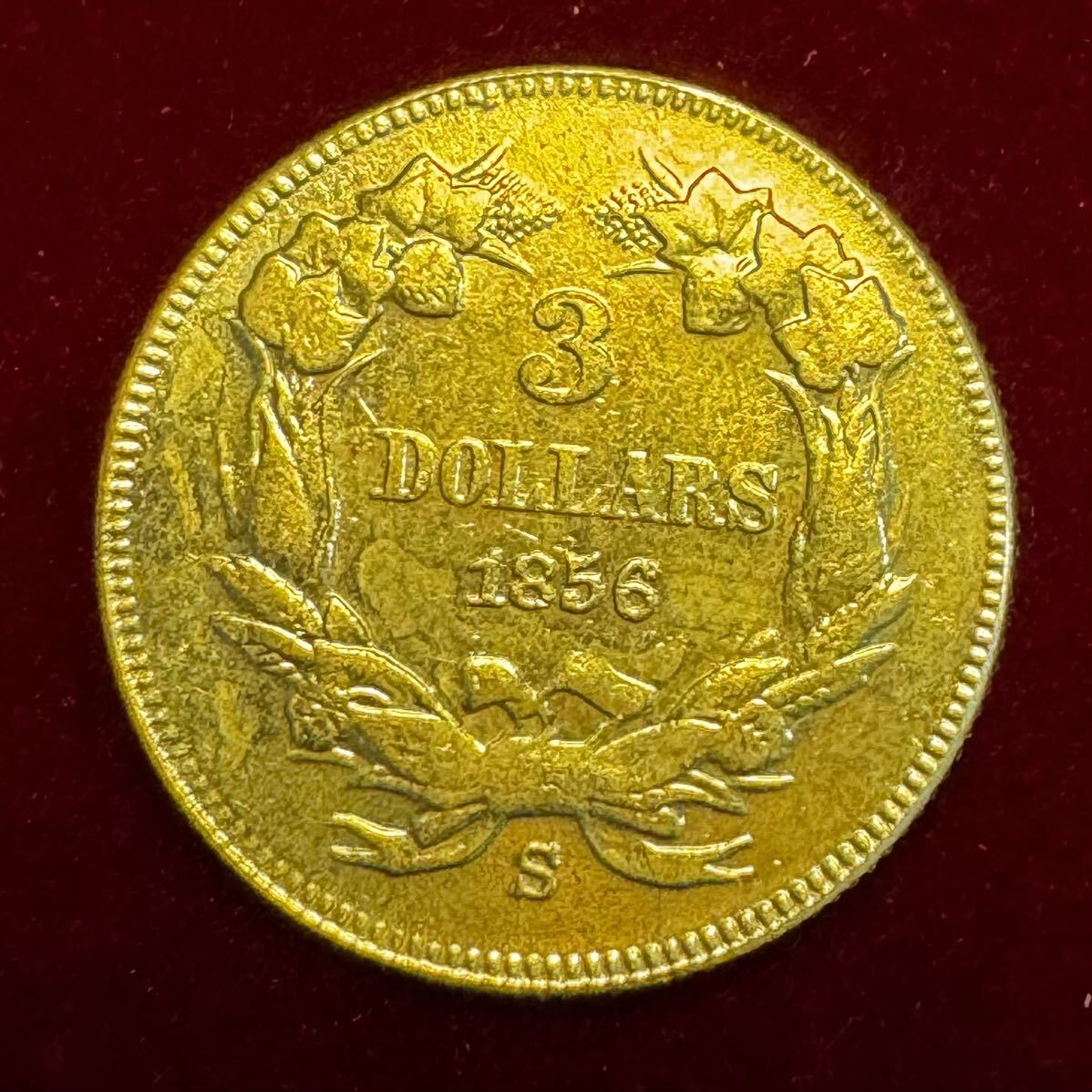 アメリカ 硬貨 古銭 自由の女神 1856年 帽子 雲 花輪 オリーブの枝 コイン 金貨 外国古銭 海外硬貨 の画像2