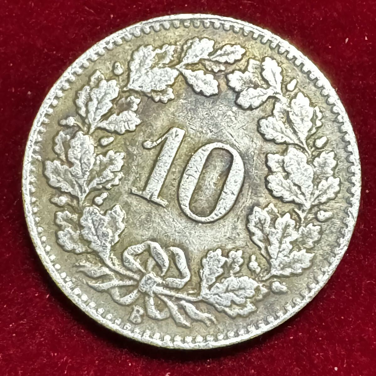 スイス 紋章シリーズ 硬貨 古銭 1875年 10ラッペン ヘルベティア 国章 盾 樫の枝 コイン 銀貨 外国古銭 海外硬貨 の画像2