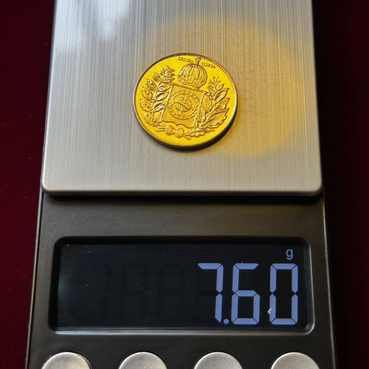 ブラジル ペドロ2世 硬貨 古銭 1850年 ブラジル帝国 皇帝 国章 レイ 花輪 コイン 金貨 海外硬貨 外国古銭の画像6