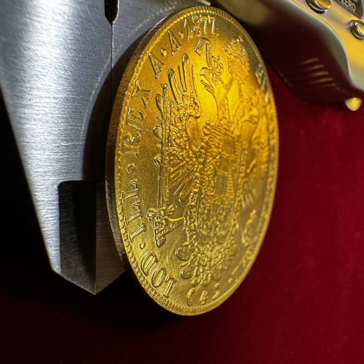 オーストリア帝国 硬貨 古銭 フランツ・ヨーゼフ 1 世 1877年 クラウン 国章 紋章 双頭の鷲 4ダカット コイン 金貨 外国古銭の画像3