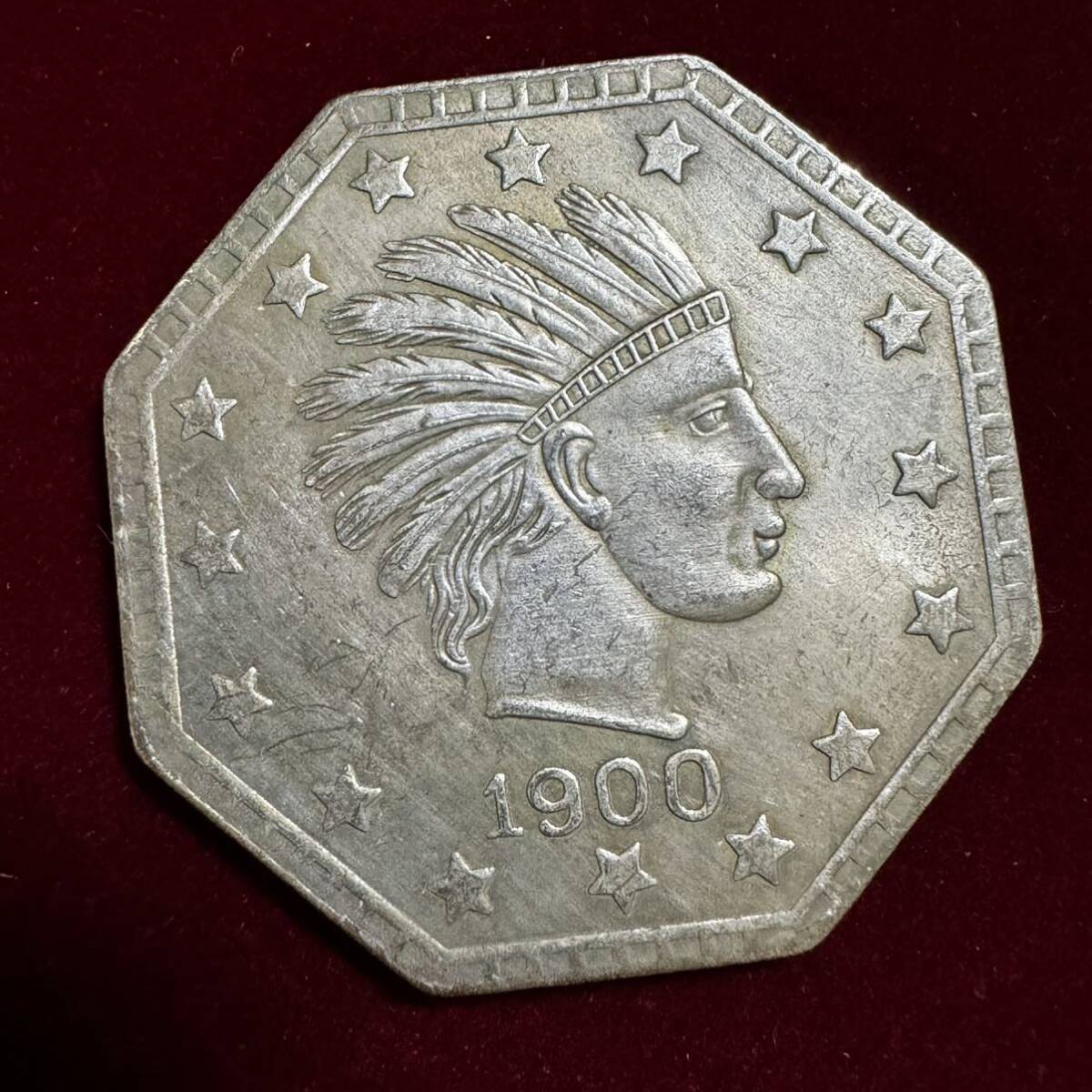 アメリカ 硬貨 古銭 インディアン人像 1900年 イーグル リバティ 八角形 ドル 記念幣 コイン 銀貨 外国古銭 海外硬貨_画像1