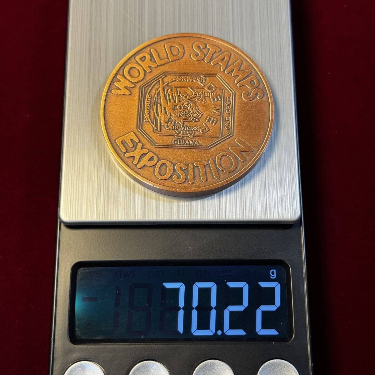 硬貨 日本 メタル 万国切手博覧会 1975年 英領ギアナ 切手 1セント 記念メタル コイン しおりの画像7