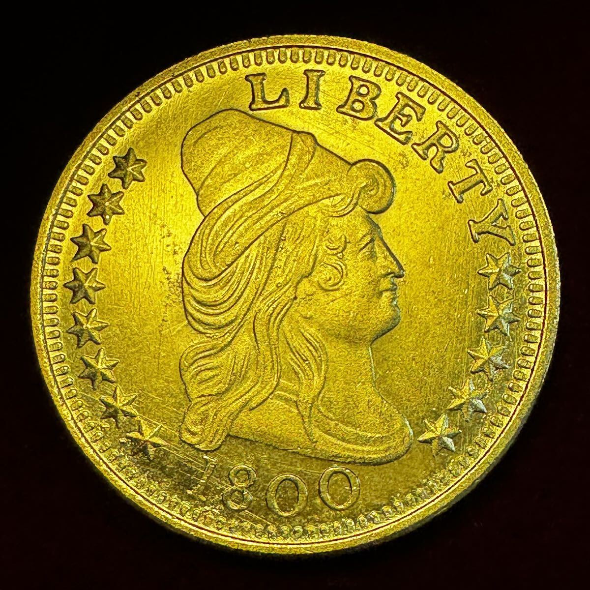 アメリカ 硬貨 古銭 自由の女神 1800年 ハクトウワシ 雲と13の星 独立十三州 盾 矢 オリーブの枝 コイン 金貨 外国古銭 海外硬貨 の画像1