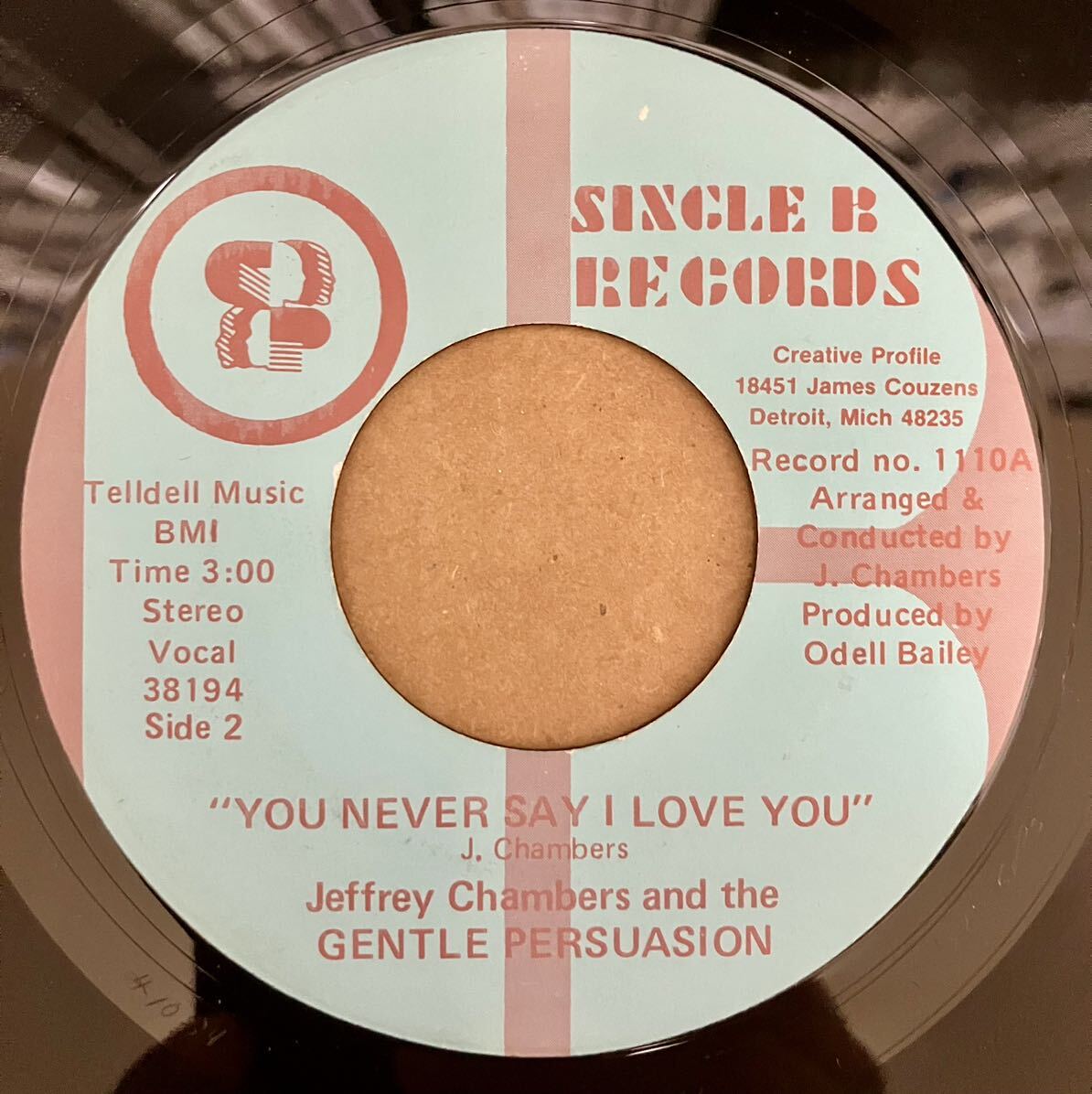 試聴45：Jeffrey Chambers And The Gentle Persuasion ★ You Never Say I Love You / Rub Your Stub / FUNK&スウィート・ソウルの画像2