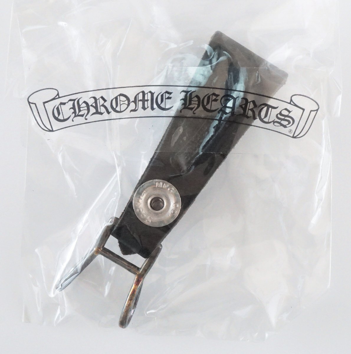 【未使用品】【国内正規品】 Chrome Hearts クロムハーツ BELT LOOP ベルトループ クロスボール ボタン レザー/シルバーの画像3