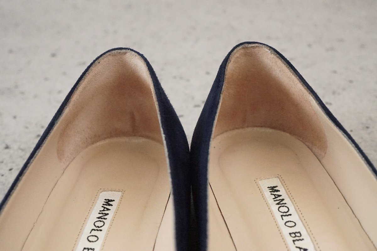 MANOLO BLAHNIK マノロブラニク BBFLAT 91 NAVY SUEDE フラット パンプス ネイビー スエード サイズ35 約22ｃｍの画像6