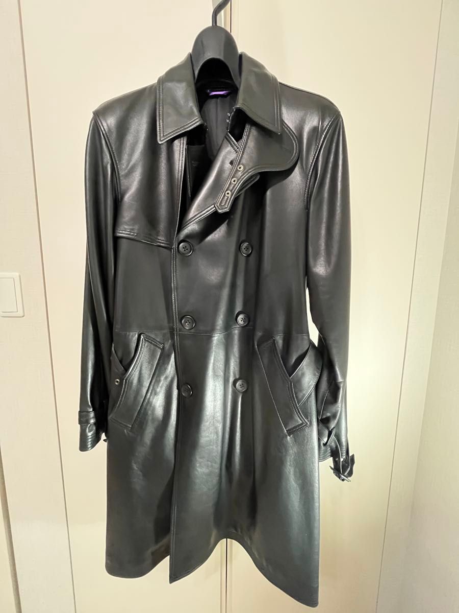 ほぼ未使用✨ ポールスミス トレンチコート ロング ベルト 本革 レザー L 半額】Paul Smith レザージャケット ロング トレンチコート