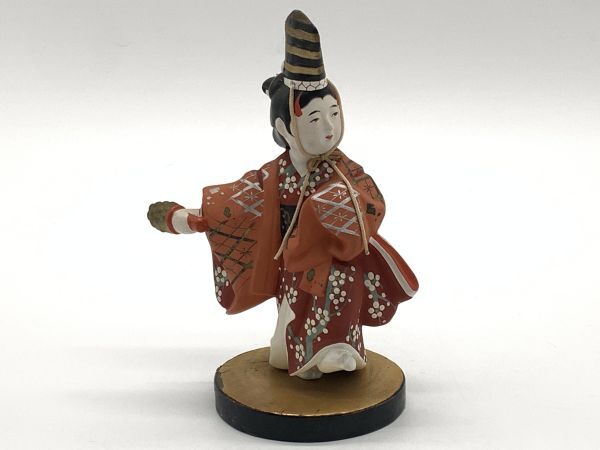 【古玩具】土人形 博多人形 玉屋 『女三番叟』 15.7cm  コレクター放出/伝統工芸品/郷土玩具/縁起もの 定形外可 O0305Dの画像1