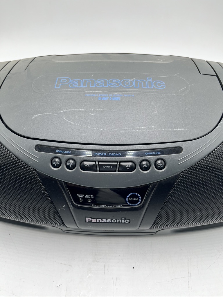 t0581 稀少銘機 Panasonic パナソニック RX-DT75 バブルラジカセ コブラトップ CD TAPE カセット RAK-RX103WH リモコン付きの画像2