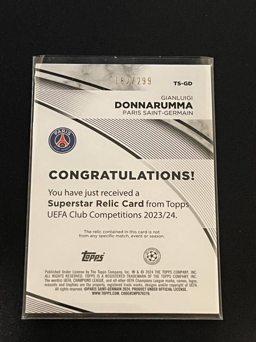 Gianluigi Donnarumma【2023-24 Topps UEFA Club Competitions】Jersey Card #/299の画像2