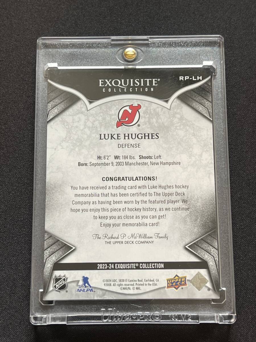 Luke Hughes【NHL 2023-2024 UPPER DECK Black Diamond】RC Rookie Exquisite Patch #/99 | New Jersey Devilsの画像2