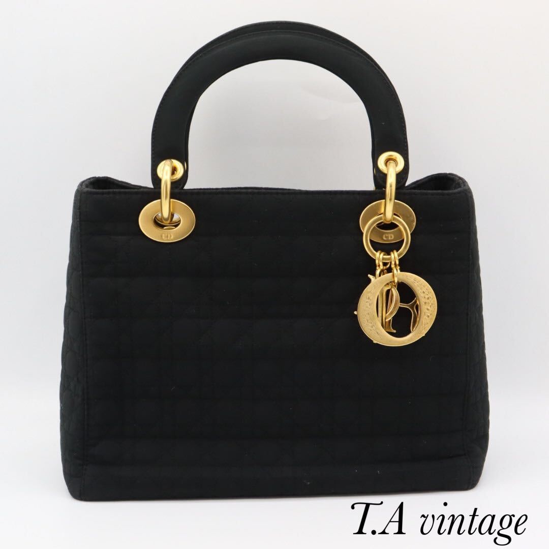 美品!Christian Dior クリスチャン ディオール カナージュ ハンドバッグ ブラック 美品!Christian Dior クリスチャン ディオール カナージュ ハンドバッグ ブラック