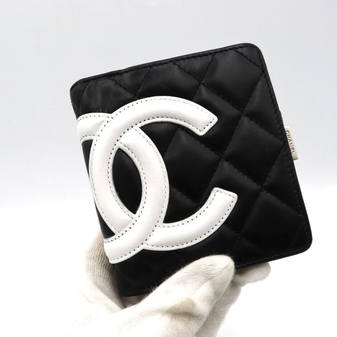 美品！CHANEL シャネル　カンボンライン　ラムスキン　がま口　財布　ブラック　ピンク_画像8