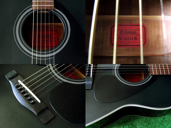即決 YAMAHA FG-522SJ 表板トップ単板アコースティックギター 良好程度 ヤマハ赤ラベルフォークギター真黒ブラック アコギ用ケース付属の画像5