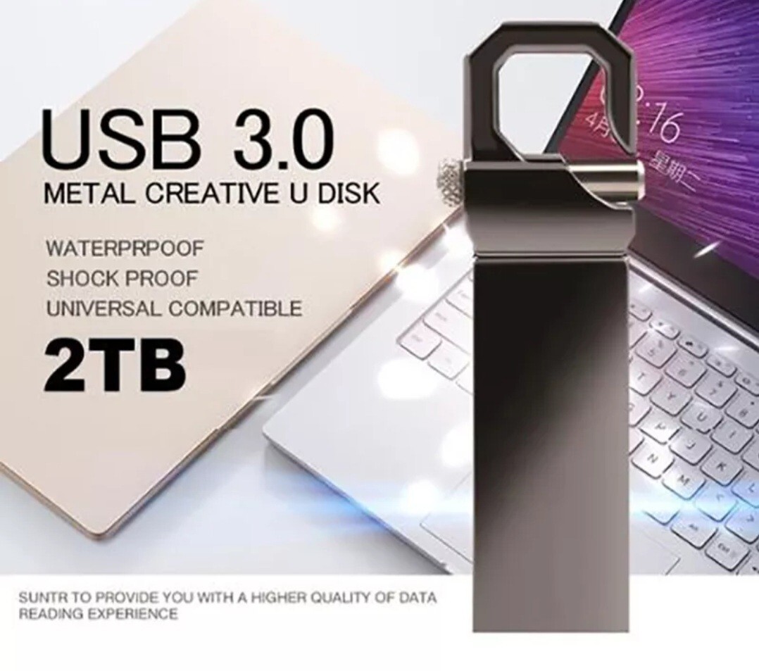 ブラックキーホルダー 2TB (2000GB)USBメモリメモリースティックの画像1
