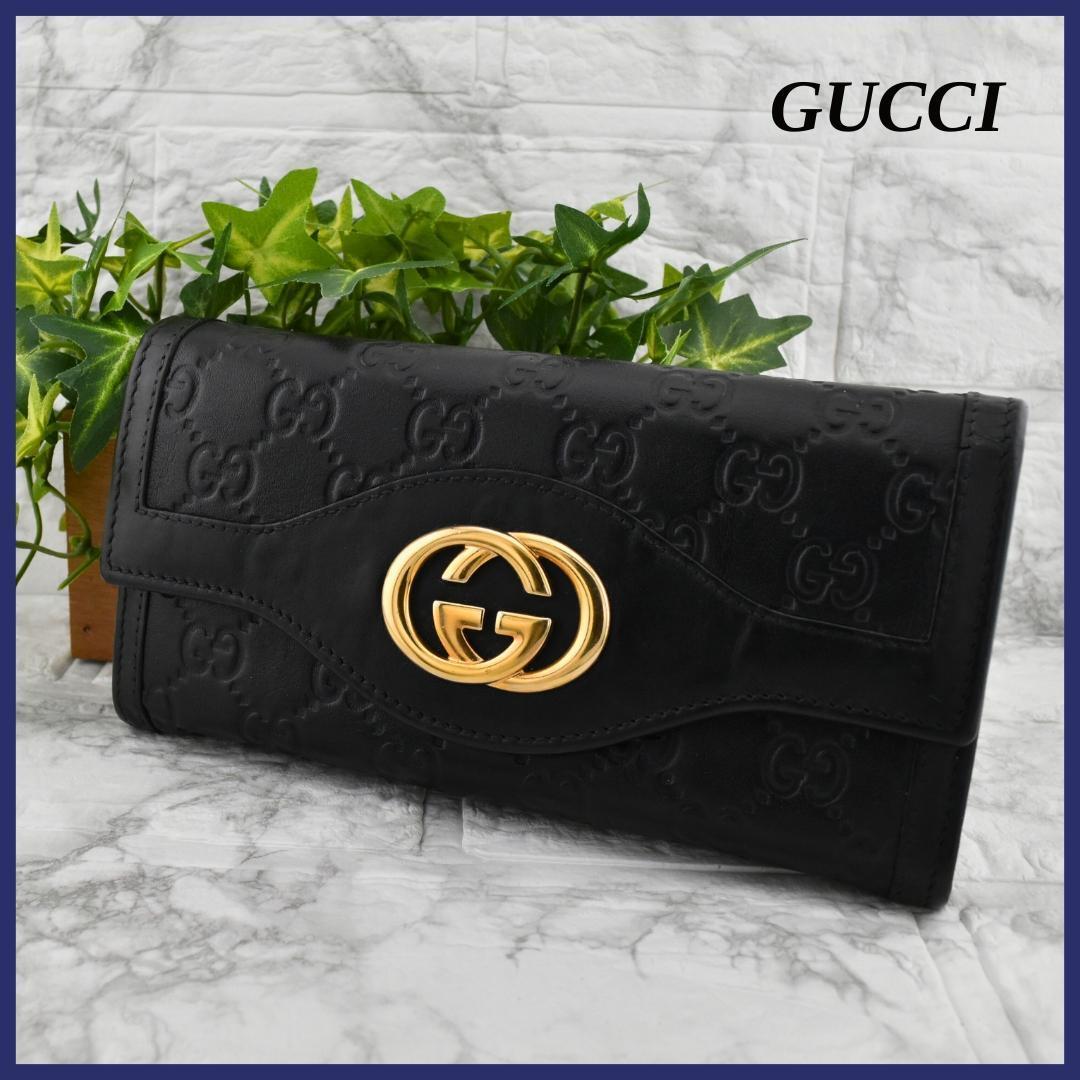 美品 GUCCI グッチ スーキー インターロッキング GG シマ 長財布_画像1