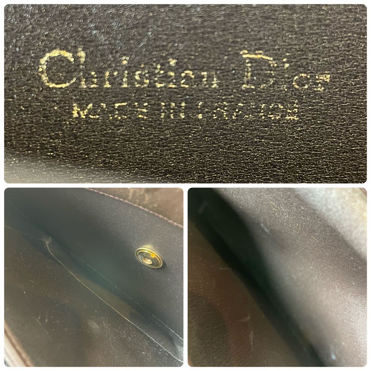 【訳あり】クリスチャンディオール　ショルダーバッグ　サコッシュ　ダークブラウン　Christian Dior ヴィンテージ OLD レザー CDロゴ金具_画像8