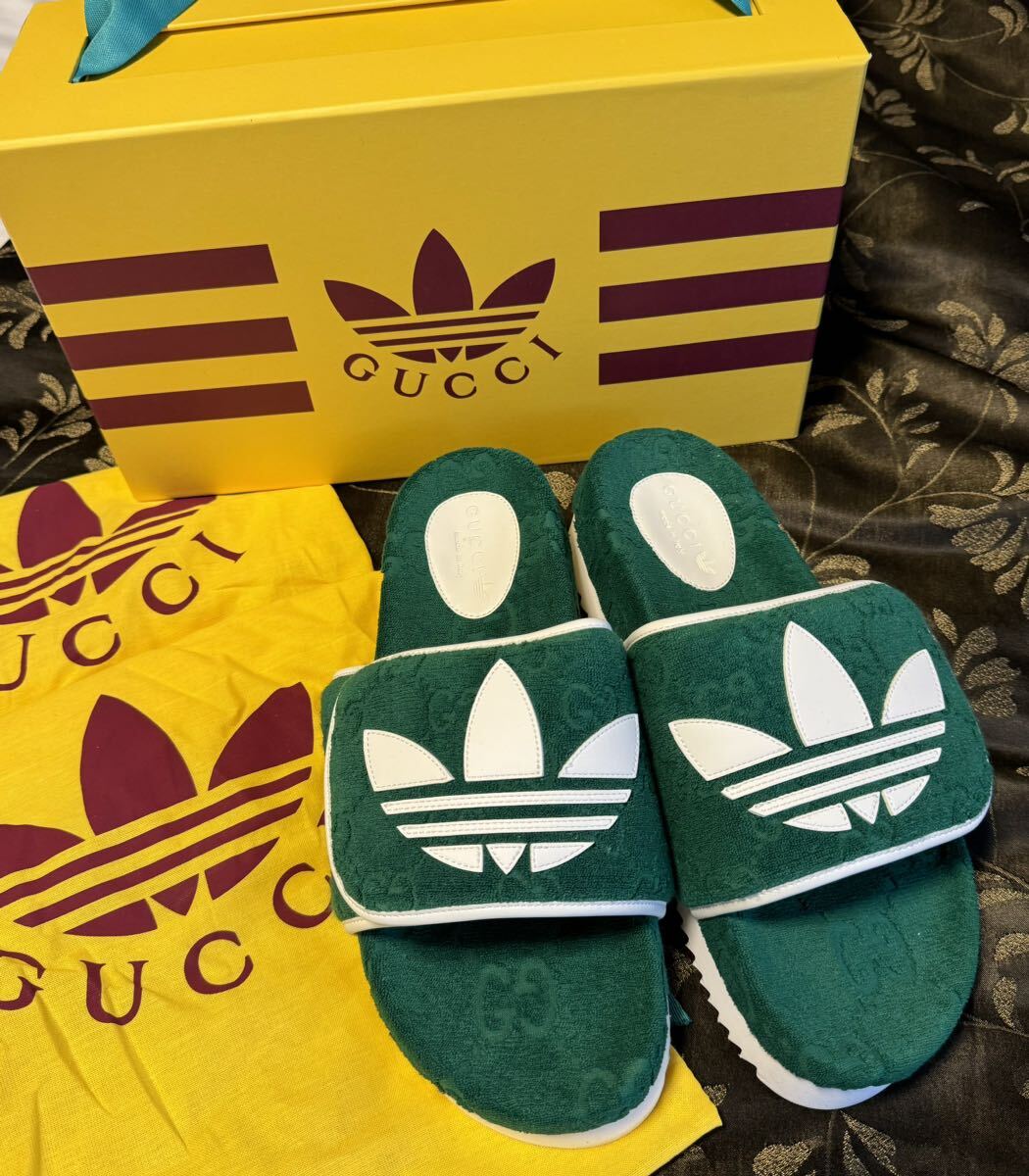 新品未使用 グッチ GUCCI adidas×GUCCI アディダス グッチ コラボ サンダル GG プラットフォームサンダル スリッパ グリーン 11の画像1