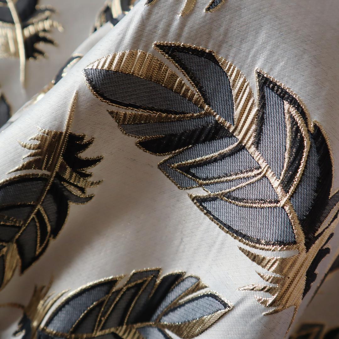 J96 リーフ 葉っぱ柄 ラメジャガード織り生地 ゴブラン織り140×50cm