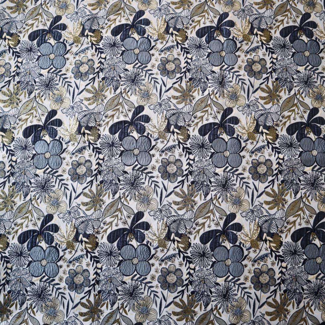 ラメジャガード織り生地 お花柄 ボタニカル柄 160×50cm J62Aの画像3
