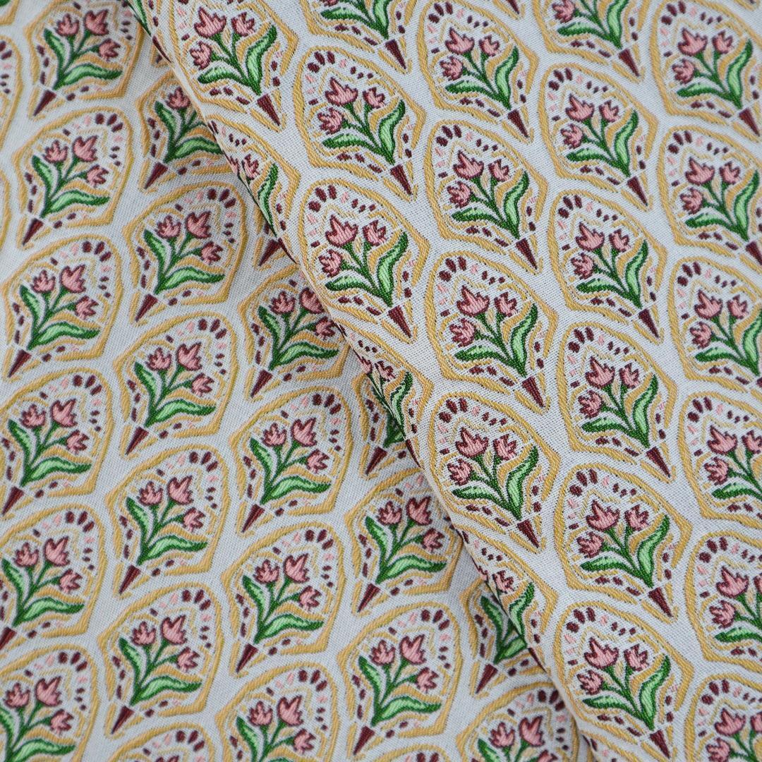 ジャガード織り生地 ゴブラン織り 幾何学柄 立体感 花柄 155×50㎝J117