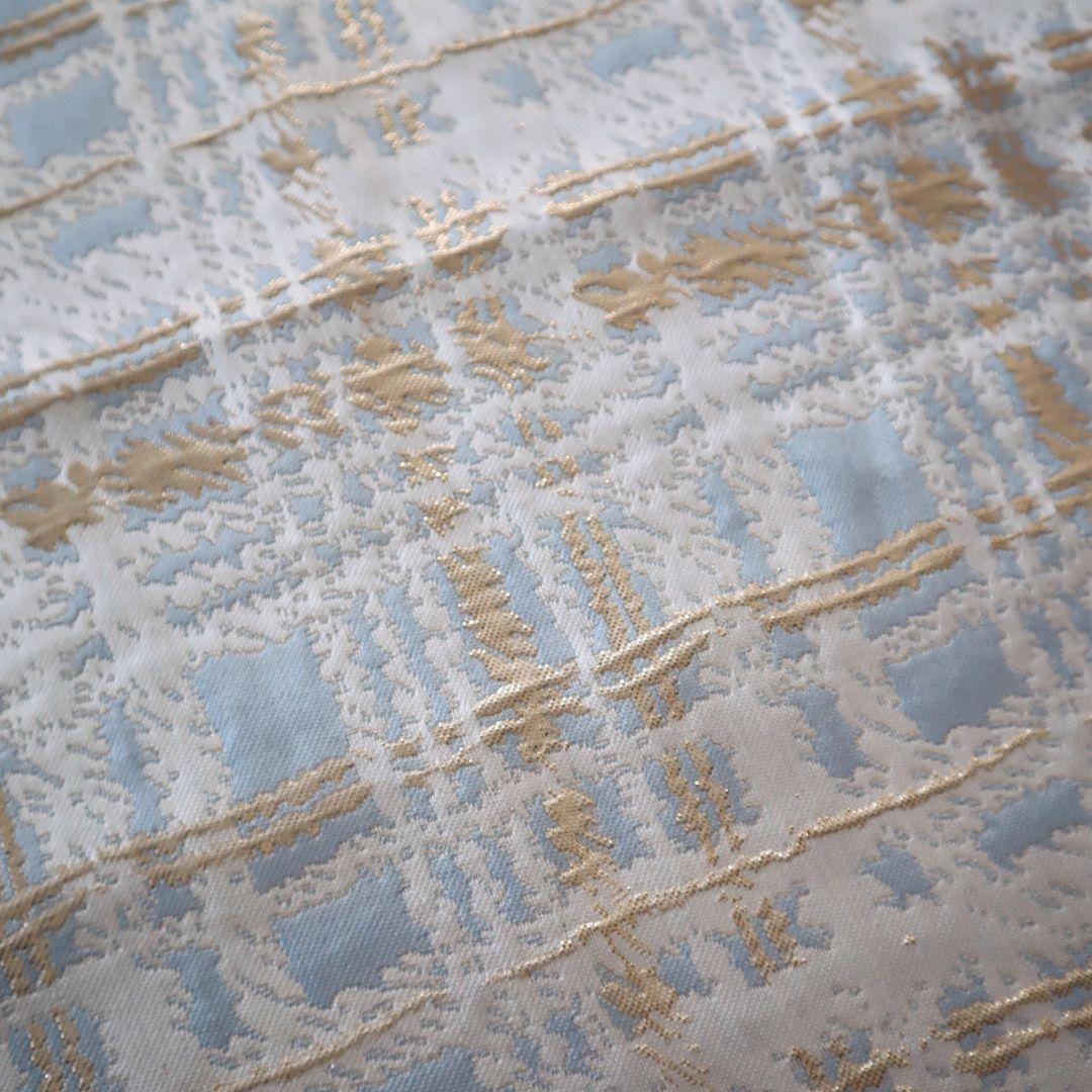 J41B チェック柄 ジャガード織り生地 水色 145×50cm