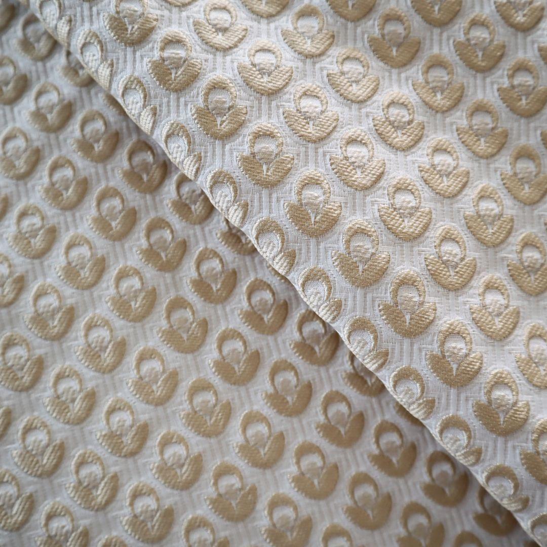 J54B 厚手 ジャガード織り生地 花柄 幾何学柄 ホワイト 165×50cmの画像5
