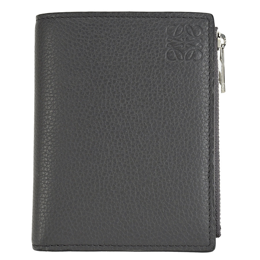  Loewe LOEWE slim compact wallet folding twice purse C660W73X01 leather anthracite gray black black silver metal fittings used 