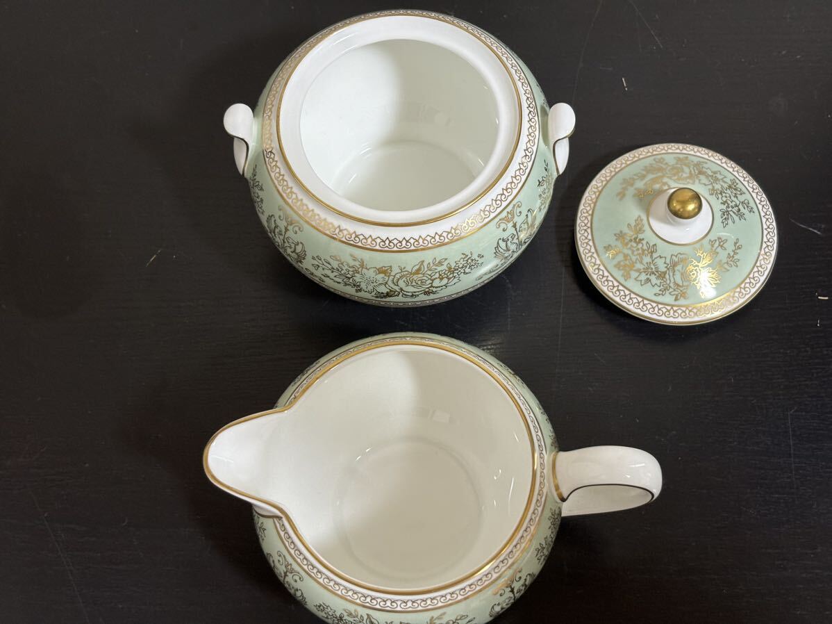 WEDGWOOD ウェッジウッド COLUMBIAコロンビア SAGE GREEN セージグリーン シュガーポット クリーマー 金彩 の画像5