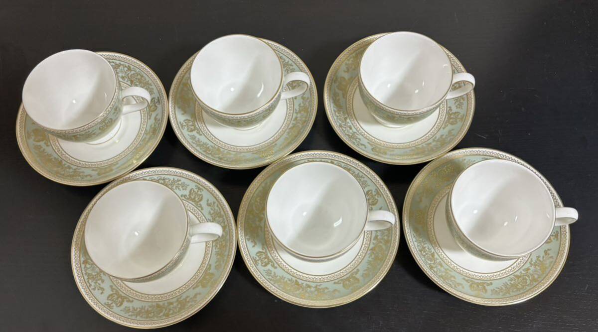 WEDGWOOD ウェッジウッド COLUMBIA コロンビアSAGE GREEN セージグリーン カップ＆ソーサー 6客 洋食器 _画像3