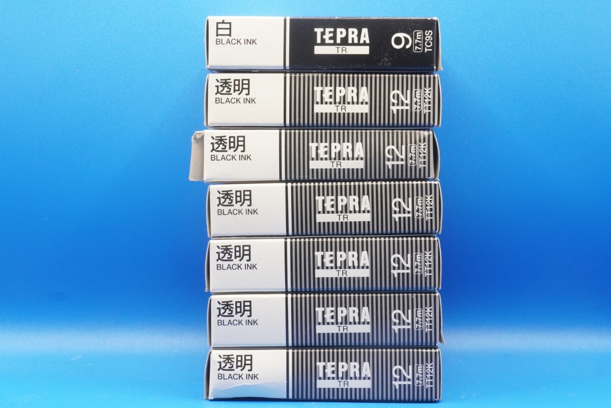  King Jim Tepra TR лента картридж прозрачный лента чёрный знак 12mm(TT12K) 6шт.@, белый лента чёрный знак 9mm(TC9S) 1 шт. всего 7шт.@ не использовался, нераспечатанный товар 