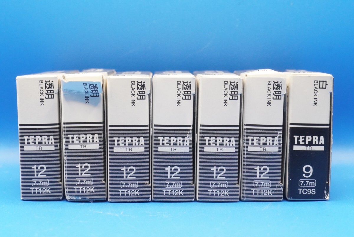 キングジム テプラ TRテープカートリッジ 透明テープ黒文字12mm(TT12K) 6本,白テープ黒文字9mm(TC9S) 1本 合計7本 未使用,未開封品の画像2