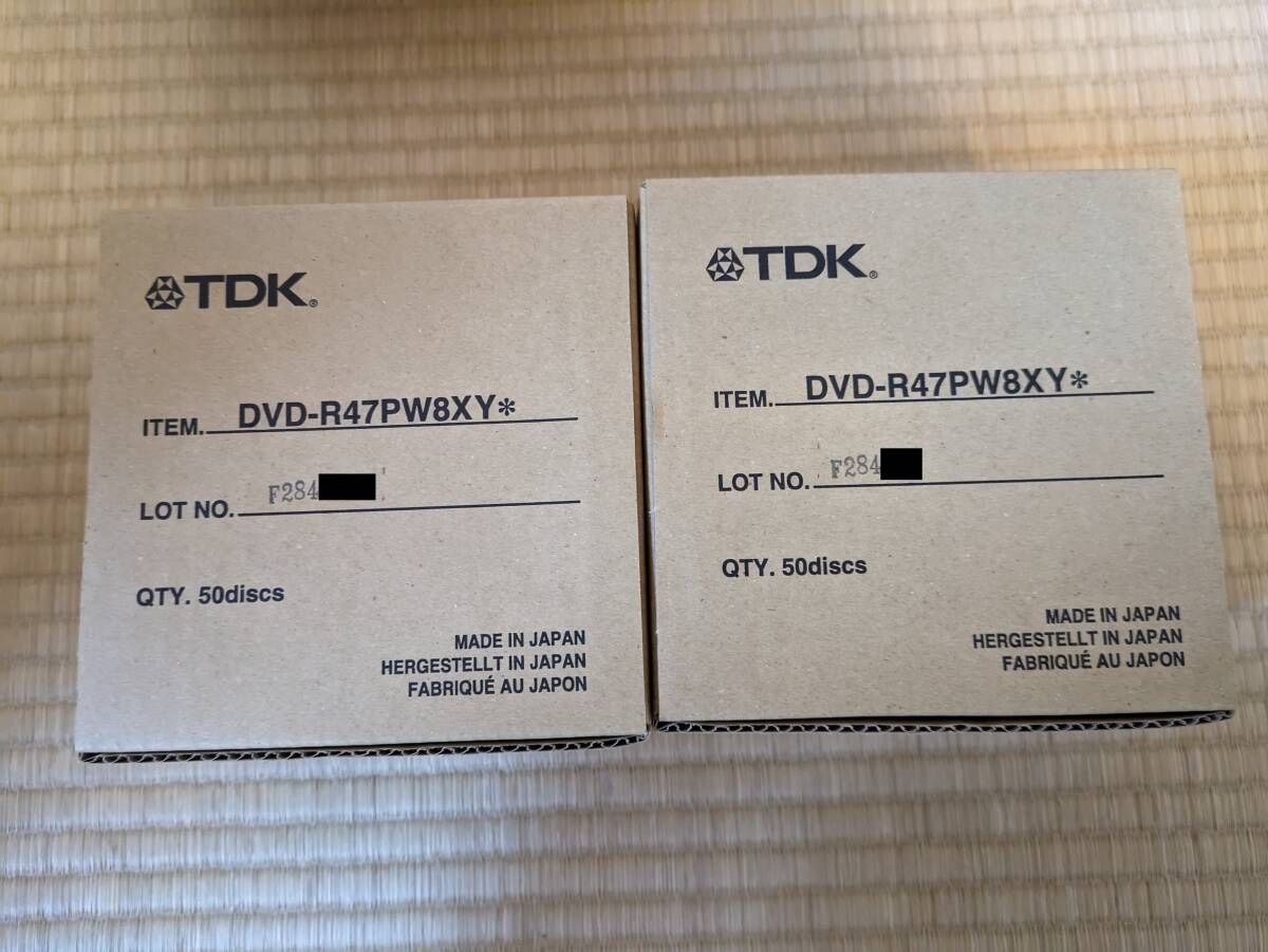 ＴＤＫ（太陽誘電?）　ＤＶＤ－Ｒ　ＤＶＤ－Ｒ４７ＰＷ８ＸＹ　データ用　５０枚入り２箱１００枚　新品未開封　プリンタブルディスク_画像2