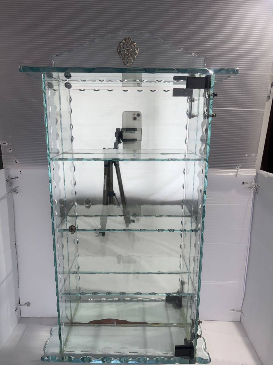 アンティーク　ガラスショーケース　ガラス棚　全面ガラス　レトロ　デザインガラス　超希少　期間限定出品　ケースヴィンテージ A0094_GＷ限定値下げ