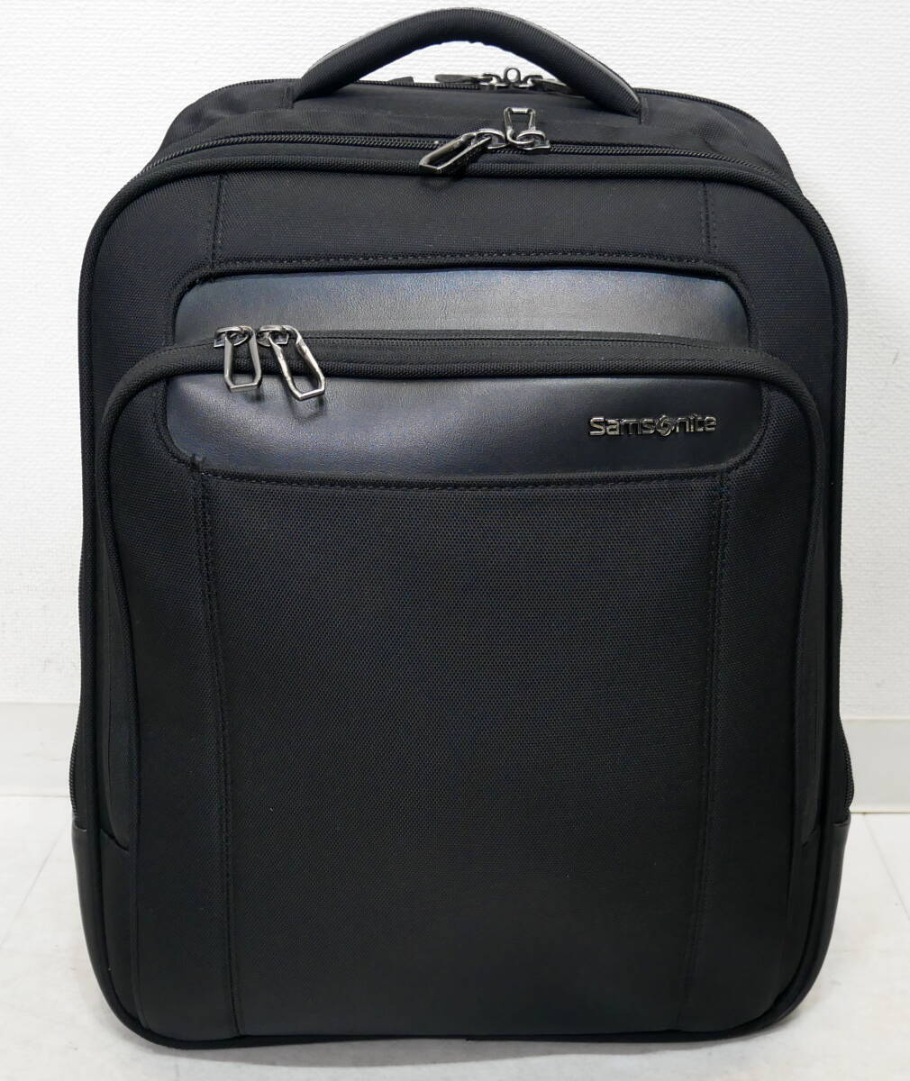 ▲(R604-B159)美品 SAMSONITE サムソナイト バックパック リュックサック かばん カバン 鞄 バッグ ブラック ナイロン ビジネスバッグの画像2