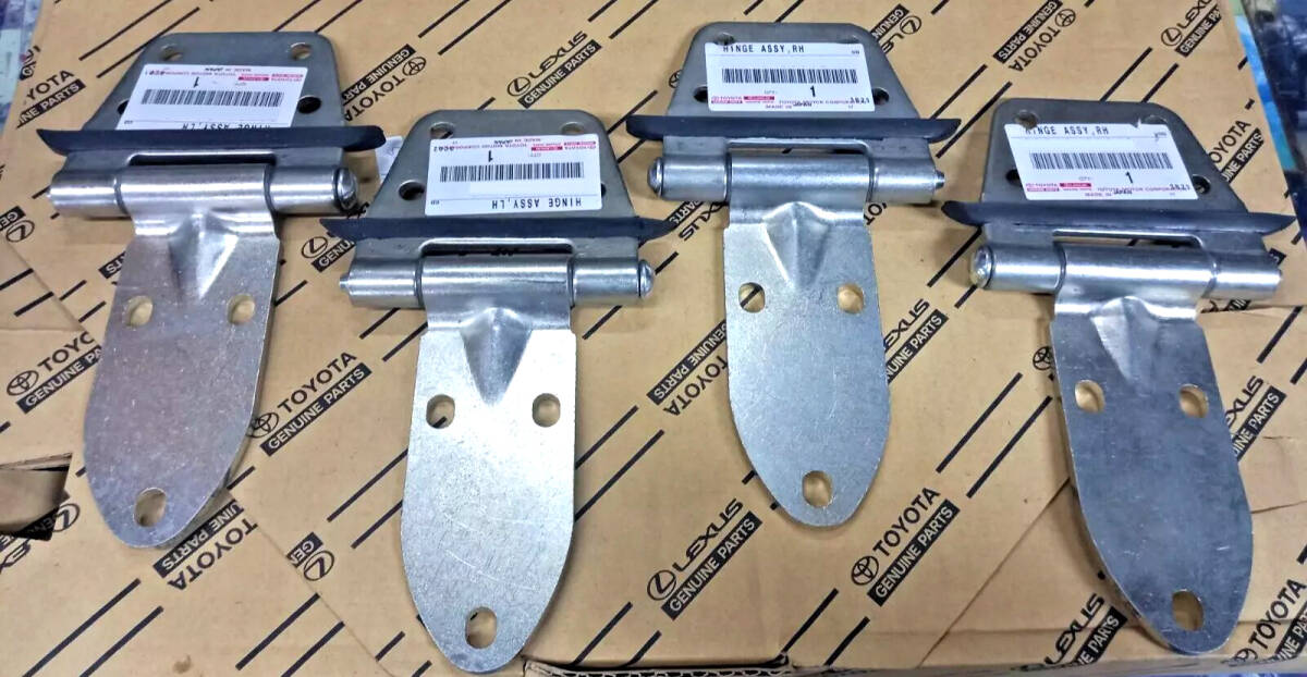 新品 トヨタ純正 40 ランドクルーザー プラド フロントドア ヒンジ 上下左右セット Land Cruiser FJ40 BJ40 Front Steel Door Hinges ×4_画像1