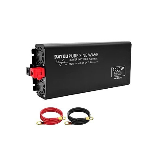 1円スタート DATOUBOSS インバーター 正弦波 2000w カーインバーター DC12V LCD液晶 ディスプレイ 3口出力ソケット ブラック D01860