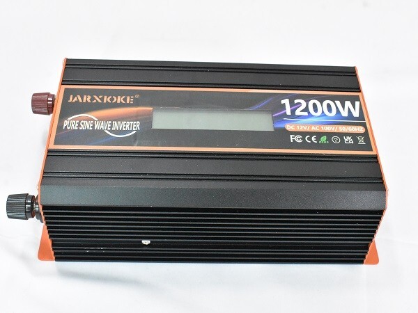 1円スタート 訳有 インバーター 12V 1200W 正弦波 DC12V カーインバーター 最大出力 2400W 防災予備 キャンプ アウトドア ブラック A06624